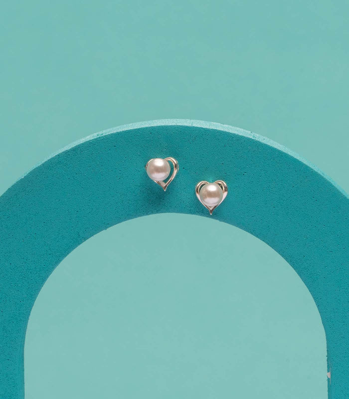 Pearl Heart Tops (Silver)