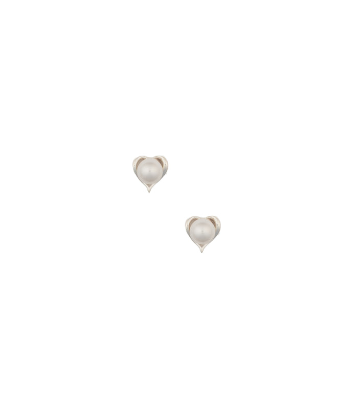 Pearl Heart Tops (Silver)