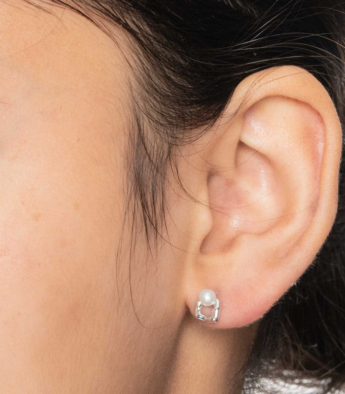 Pearl Square Earrings (Silver)