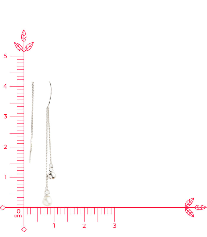 Pearl Sui Dhaga Earrings (Silver)