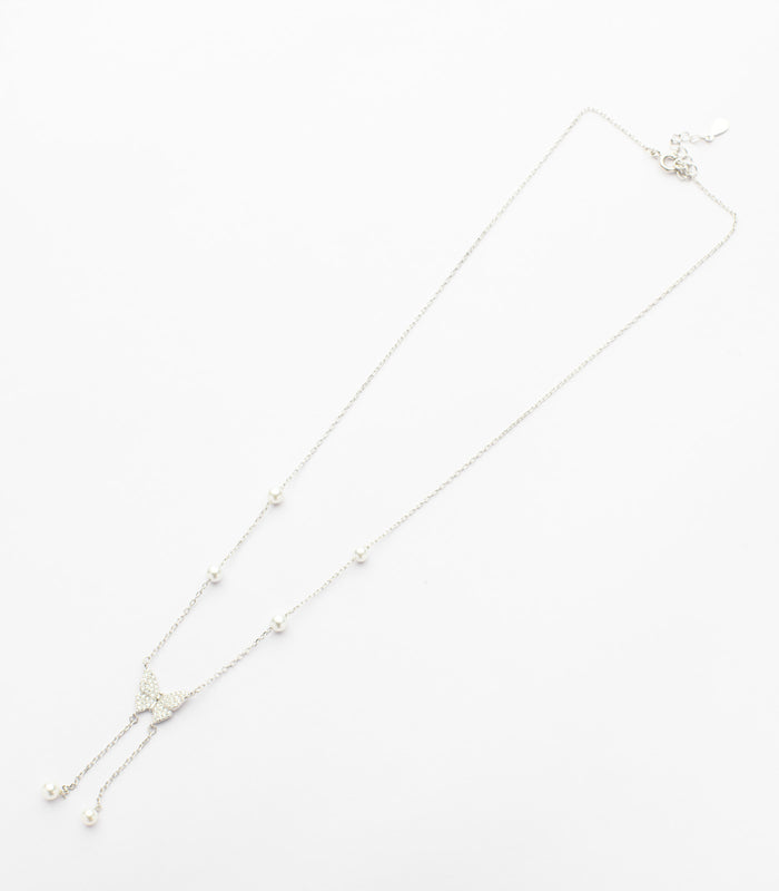 Pearly Butterfly Necklace (Silver)