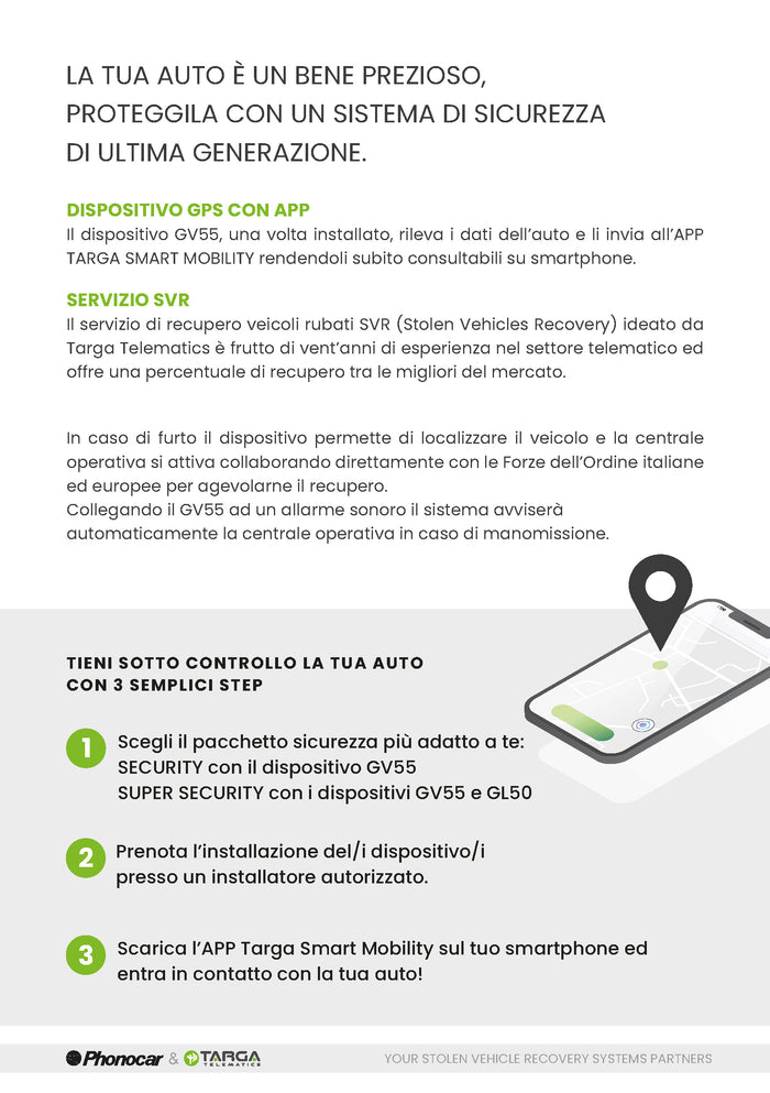 Phonocar 09521 Mini localizzatore GPS per veicoli collegabile ad allarme sonoro