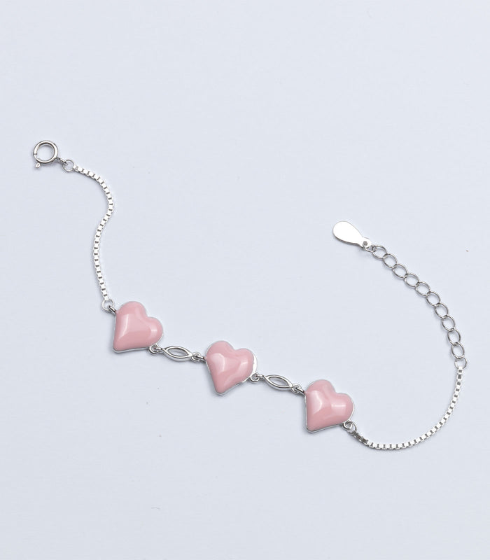 Pink Heart Bracelet (Silver)