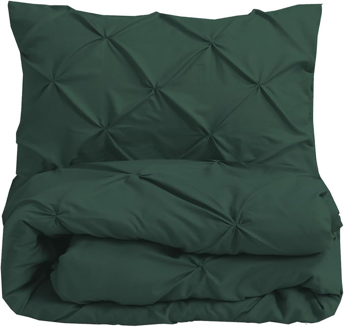 Pintuck Duvet Cover Set Pinch Pleat Soft Microfiber Quilt Cover - 3Pcs