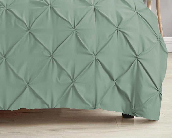 Pintuck Duvet Cover Set Pinch Pleat Soft Microfiber Quilt Cover - 3Pcs