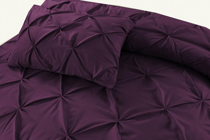 Pintuck Duvet Cover Set Pinch Pleat Soft Microfiber Quilt Cover - 3Pcs