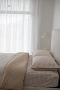Pre Order Waterproof Queen Fitted Sheet - Beige Gingham