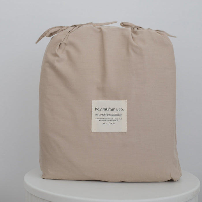 Pre Order Waterproof Queen Fitted Sheet - Solid Beige