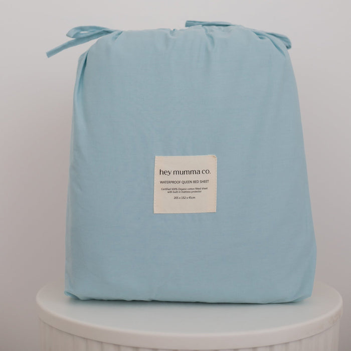 Pre Order Waterproof Queen Fitted Sheet - Solid Blue