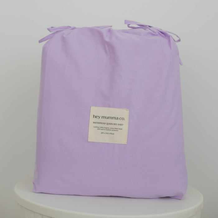 Pre Order Waterproof Queen Fitted Sheet - Solid Lilac