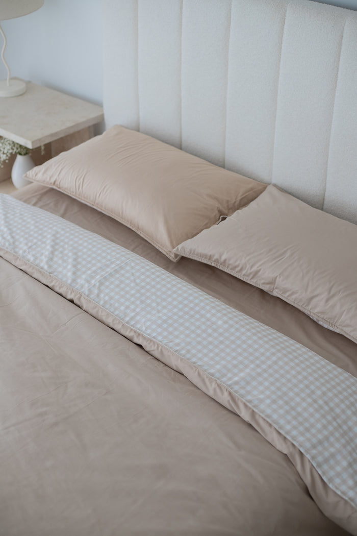 Pre Order Waterproof Queen Quilt Cover - Beige Gingham