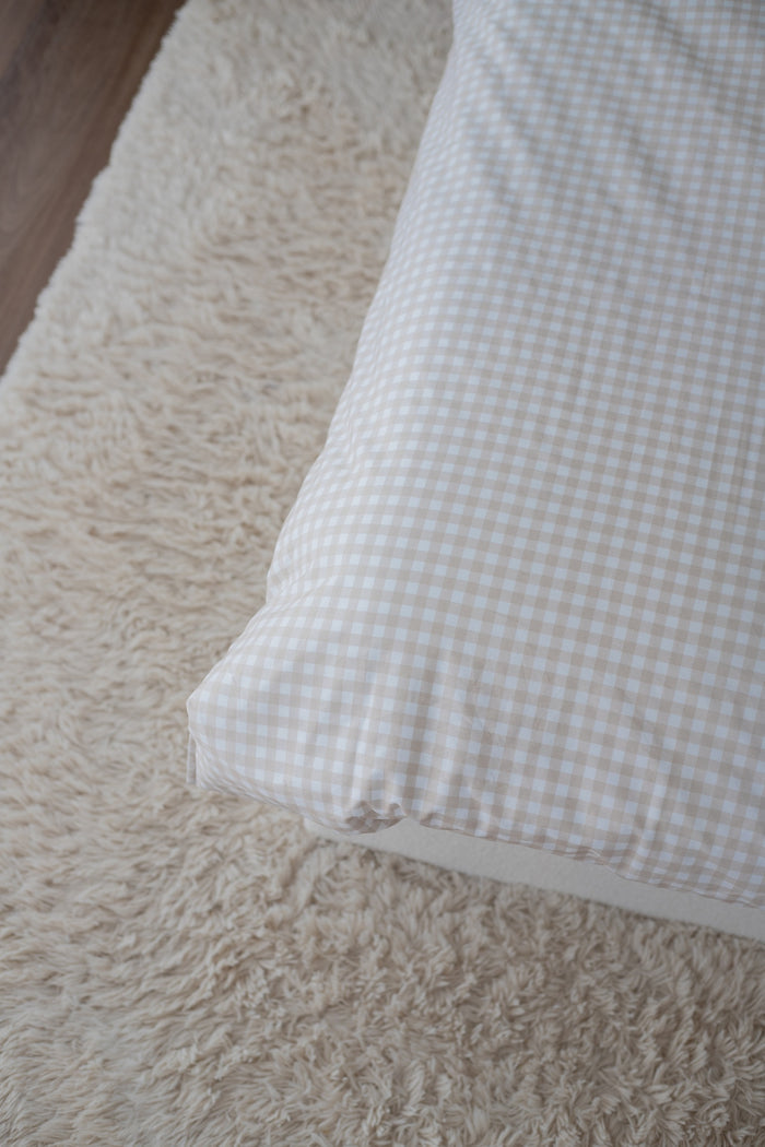Pre Order Waterproof Queen Quilt Cover - Beige Gingham