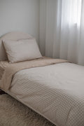 Pre Order Waterproof Single Quilt Cover - Beige Gingham