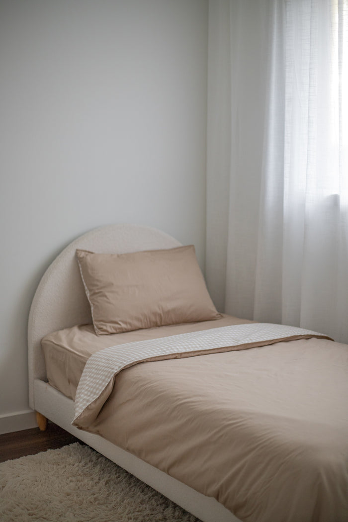 Pre Order Waterproof Single Quilt Cover - Beige Gingham