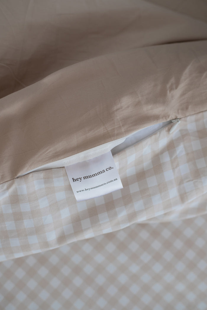 Pre Order Waterproof Single Quilt Cover - Beige Gingham