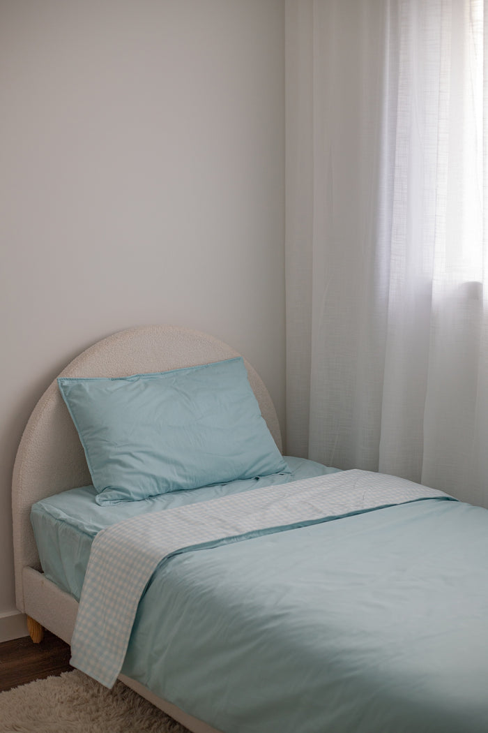 Pre Order Waterproof Single Quilt Cover - Blue Gingham