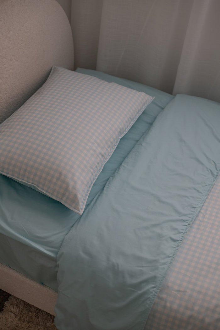 Pre Order Waterproof Single Quilt Cover - Blue Gingham