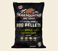 Bag of Bear Mountain apple flavor bbq pellets on a white background.