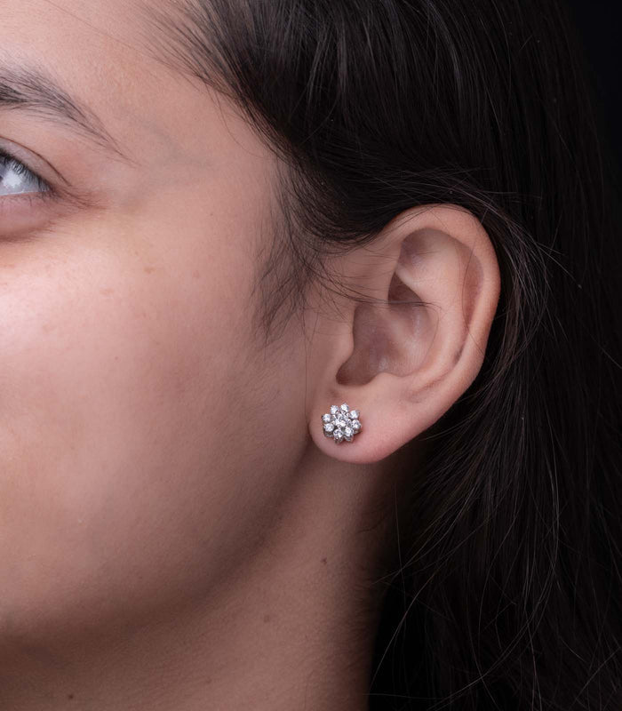 Premium Zircon Kudi Shaped Tops (Silver)