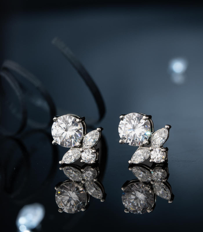 Premium Zircon Quadret Tops (Silver)