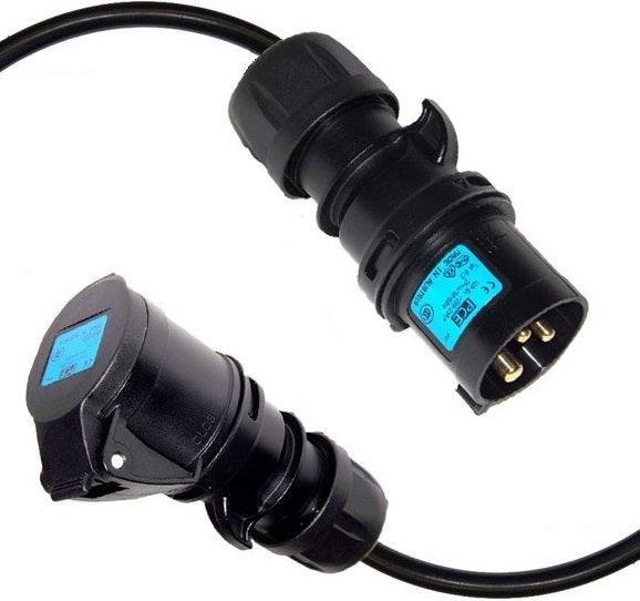 PROLUNGA CORRENTE 25 METRI CEE 16A+T IP44 3POLI CAVO NEOPRENE/H07RN-F 3x2.5 SPINA-PRESA MASCHIO-FEMMINA NERE - TechSoundSystem.com