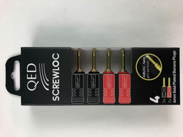 QED Screwloc ABS 4mm PLUG connettori a Banana in ABS 4mm oro 24K (COPPIA) - TechSoundSystem.com