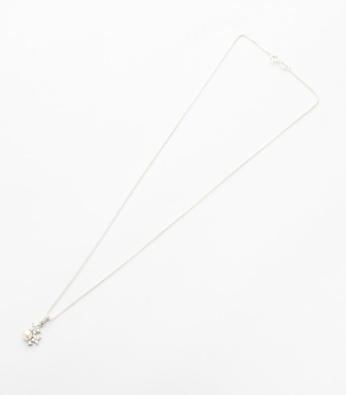 Racimo Of Flower Necklace Set (Silver)