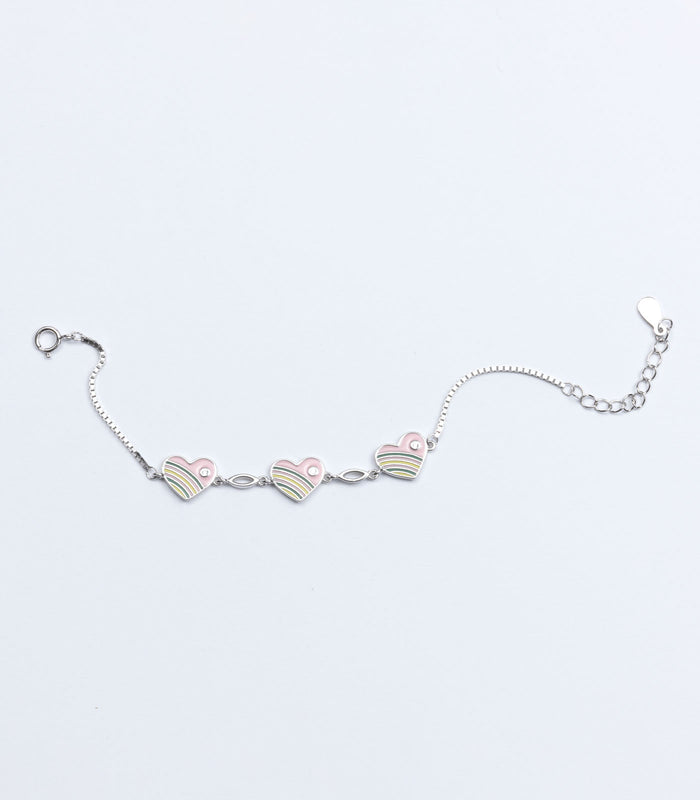 Rainbow Heart Bracelet (Silver)