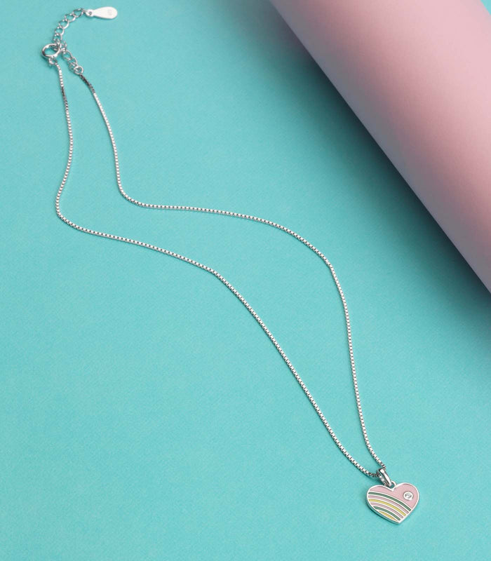 Rainbow Heart Necklace (Silver)