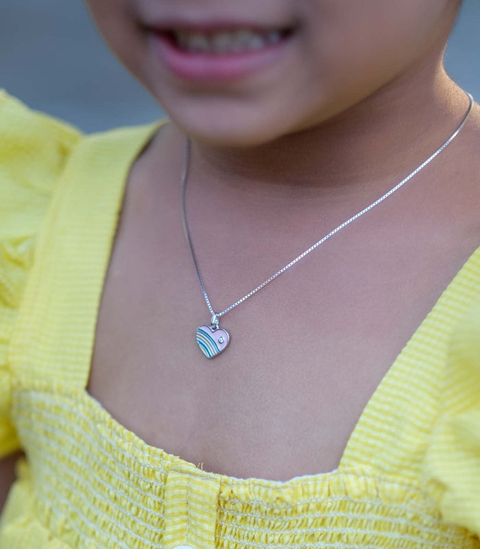 Rainbow Heart Necklace (Silver)