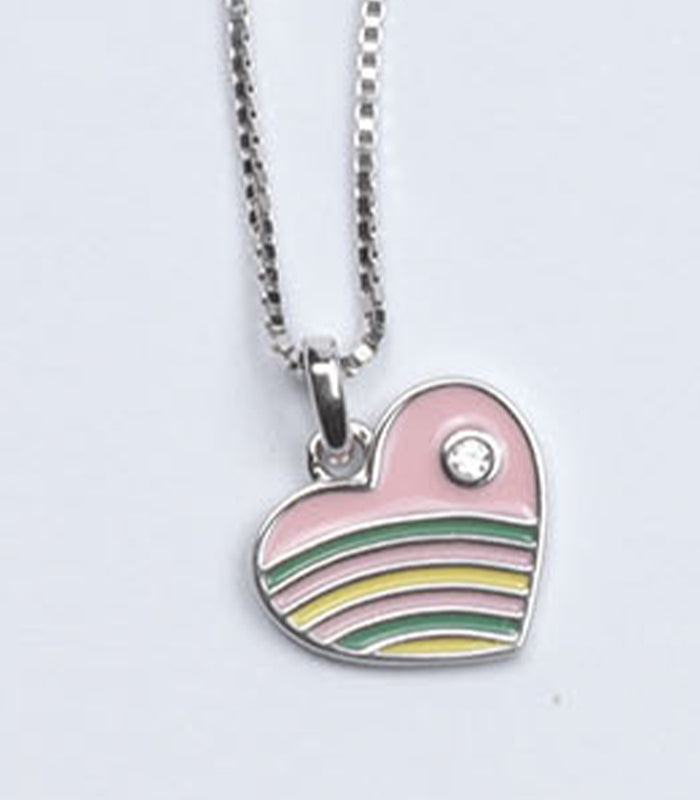 Rainbow Heart Necklace (Silver)