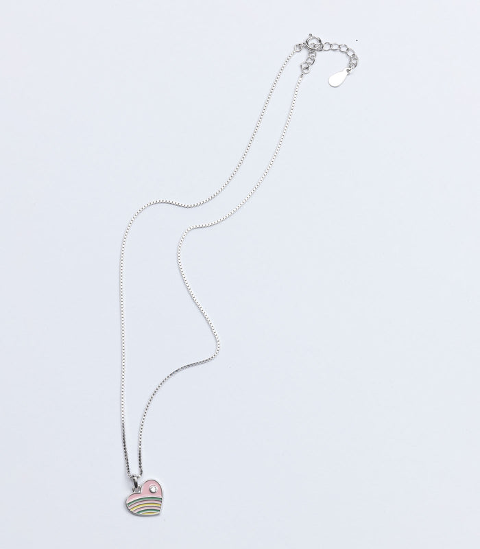 Rainbow Heart Necklace (Silver)