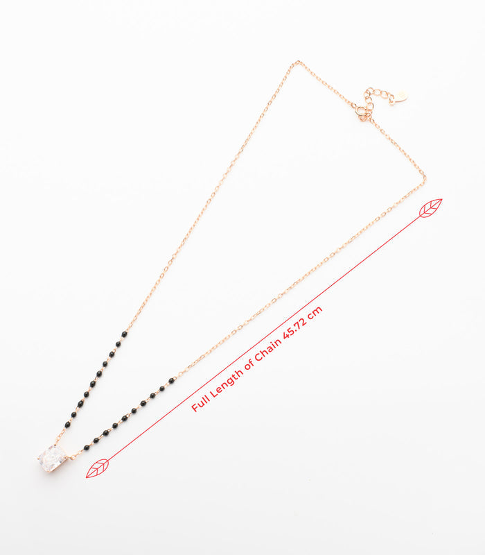 Rectangle Stone Rose Gold Polish Mangalsutra Pendant Set (Silver)