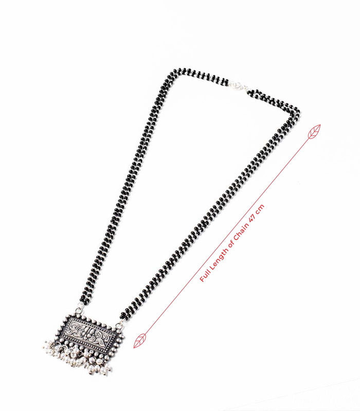 Rectangular Designer Antique Mangalsutra (Silver)