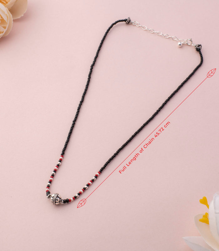 Red Beads Antique Mangalsutra (Silver)