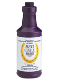 Purple bottle of Red Cell Iron Rich horse supplement on a white background.
