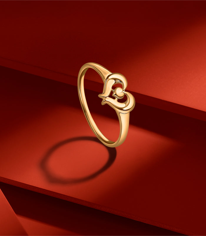 Romantic Heart Gold Finger Ring