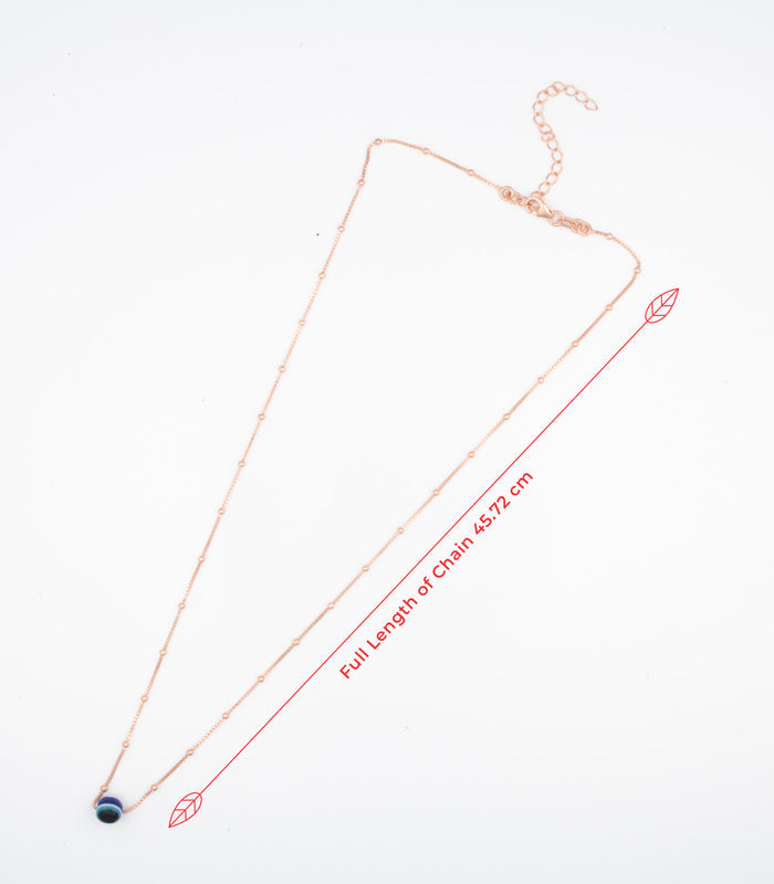 Rose Gold Blue Bead Necklace (Silver)