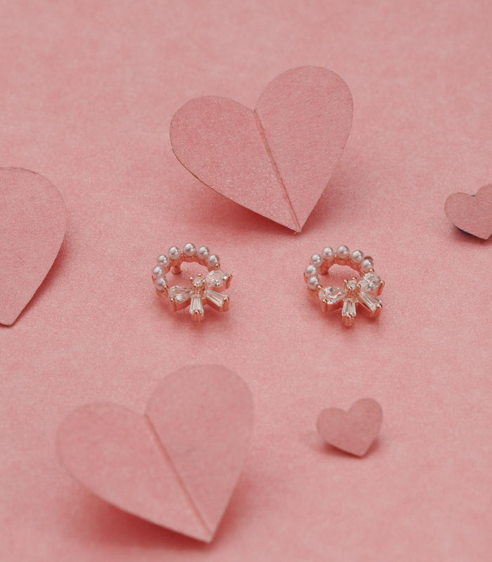 Rose Gold Bow Earrings (Silver)