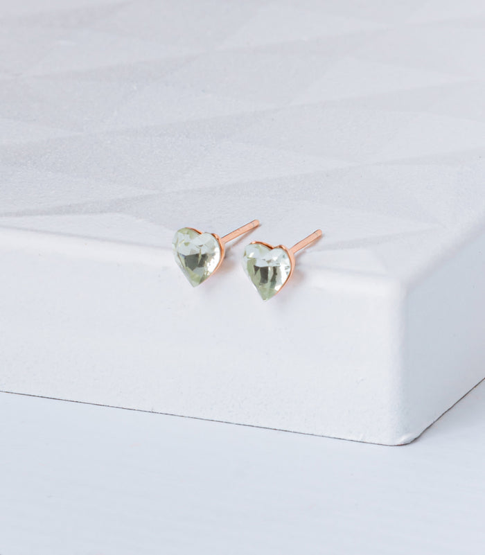 Rose Gold Colored Green Crystal Tops (Silver)