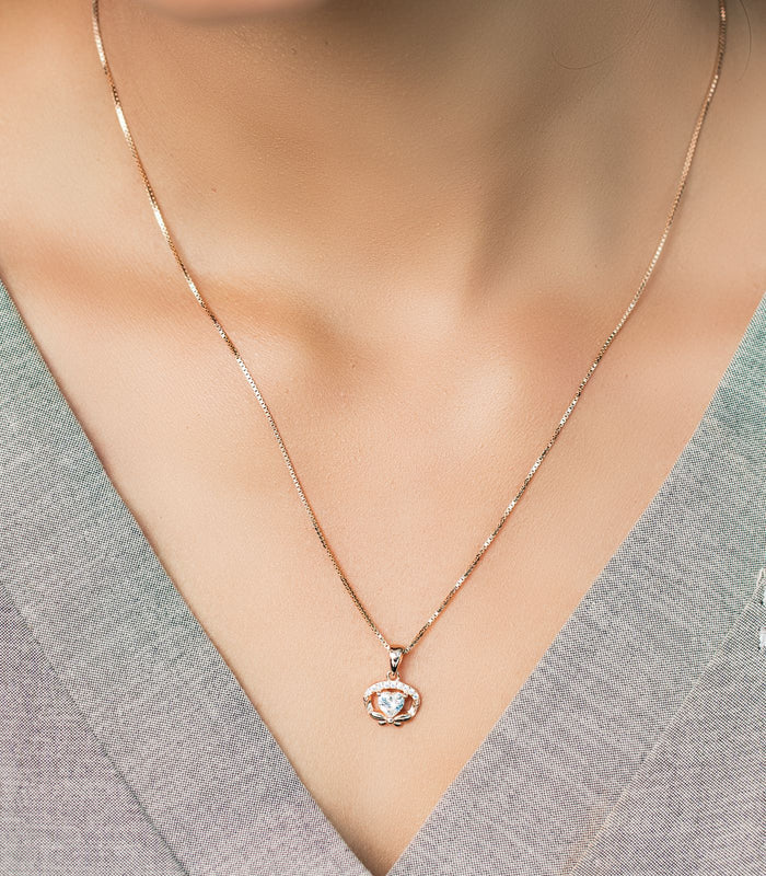 Rose Gold Crystal Core Necklace (Silver)