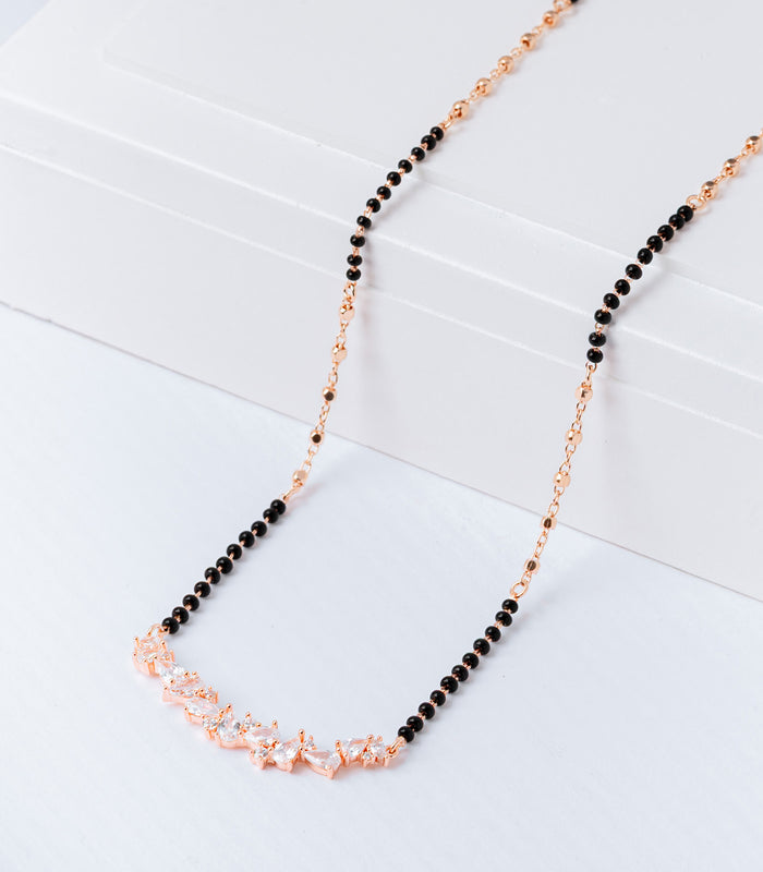 Rose Gold Crystal Stream Mangalsutra (Silver)