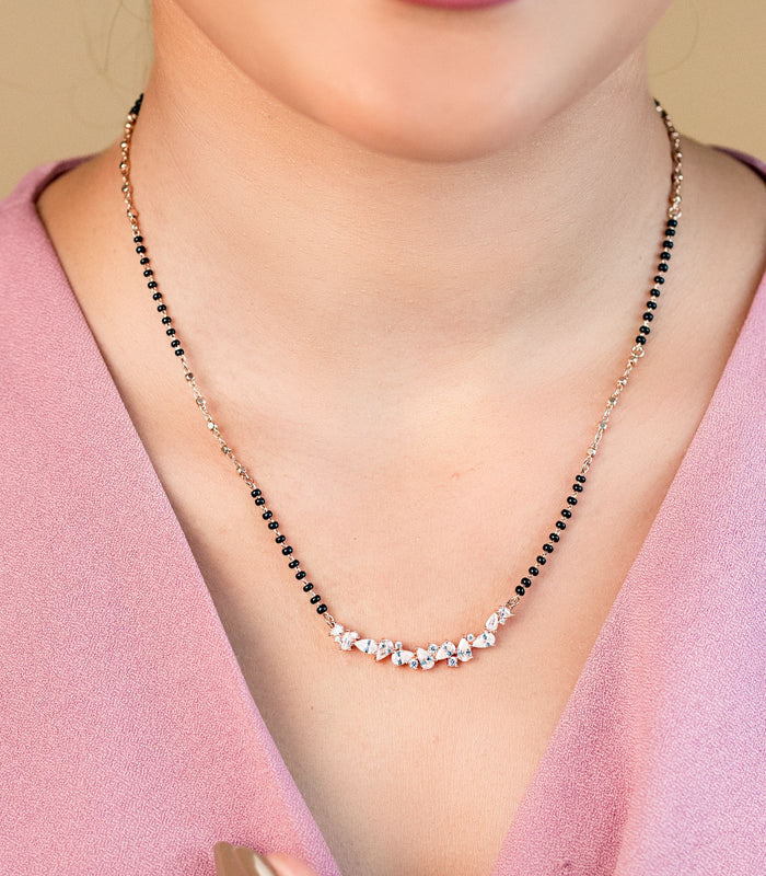 Rose Gold Crystal Stream Mangalsutra (Silver)