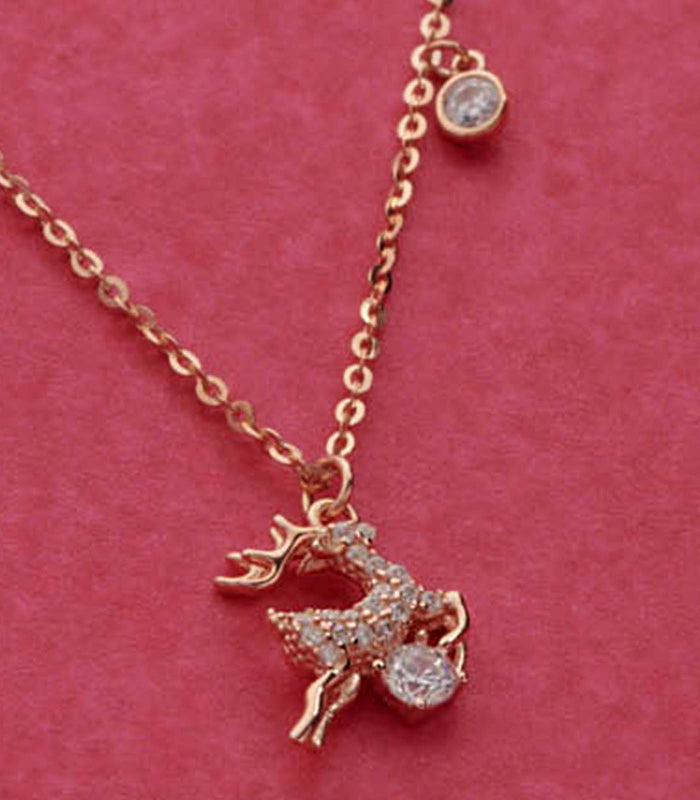 Rose Gold Deer Necklace (Silver)