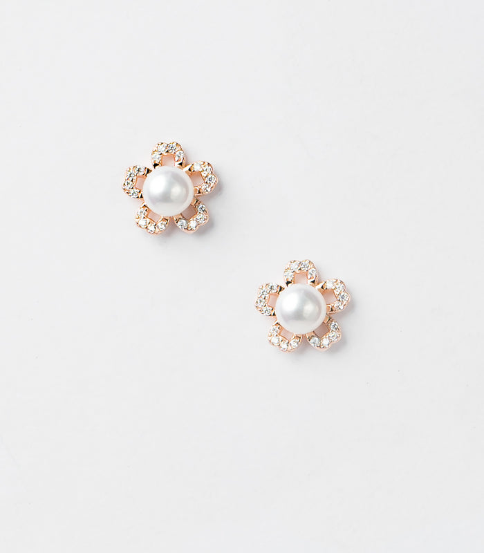 Rose Gold Floral Pearl Tops (Silver)