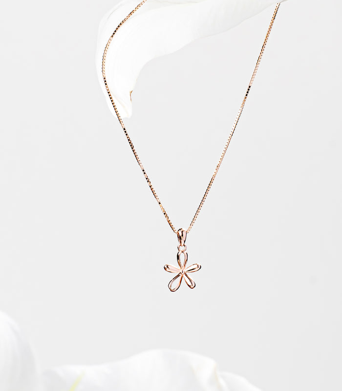 Rose Gold Flower Necklace (Silver)