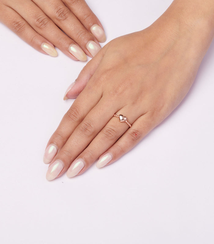 Rose Gold Heart Finger Ring (Silver)