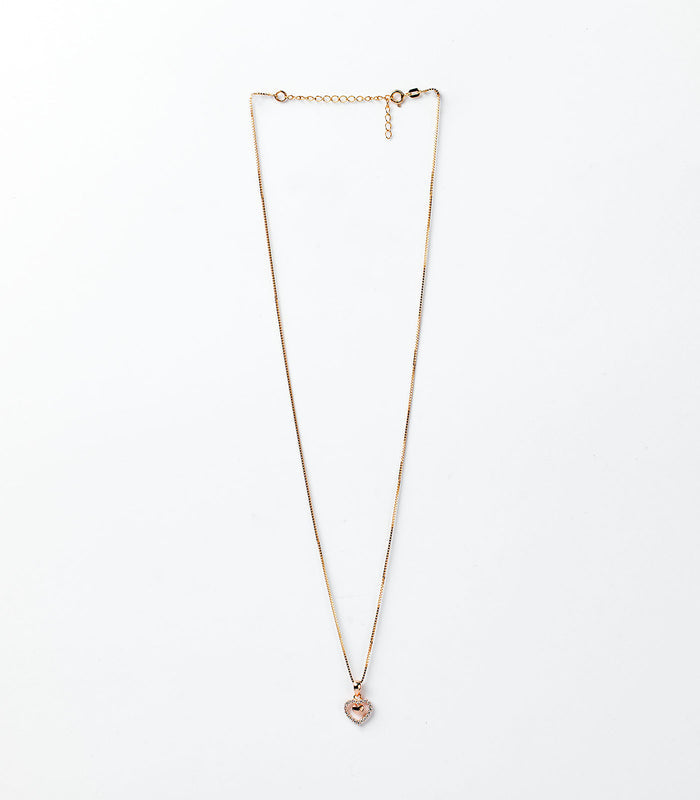 Rose Gold Heart Shaped Necklace (Silver)