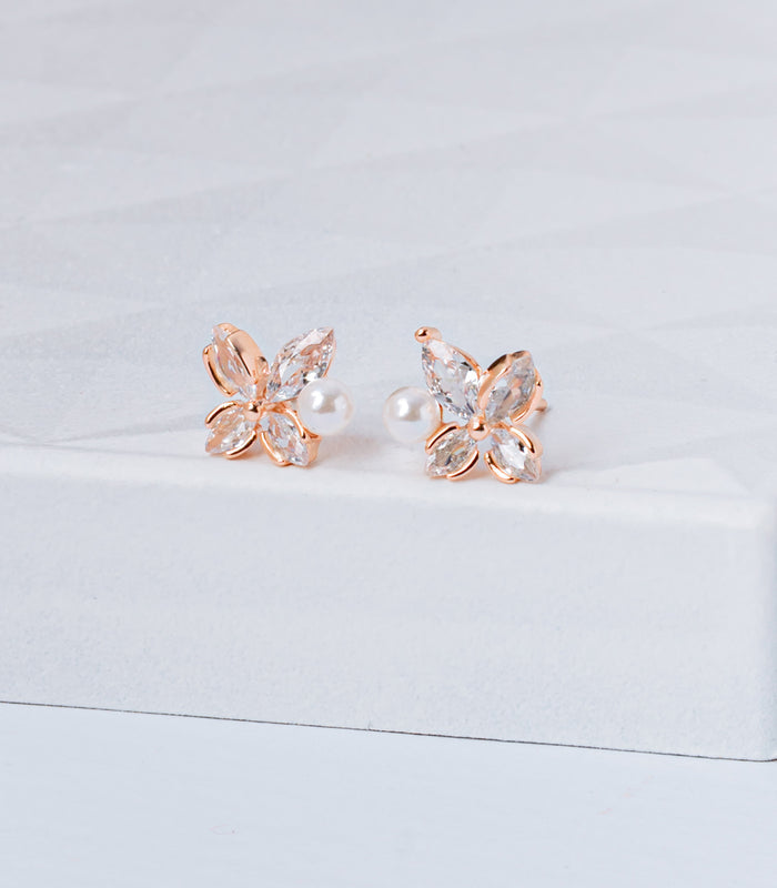 Rose Gold Pearl Flower Tops (Silver)