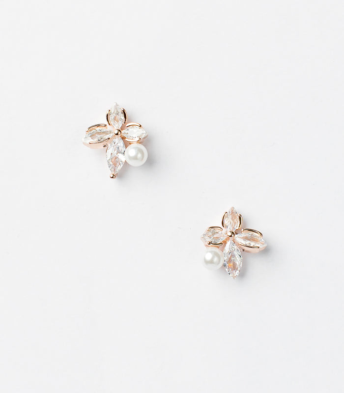 Rose Gold Pearl Flower Tops (Silver)